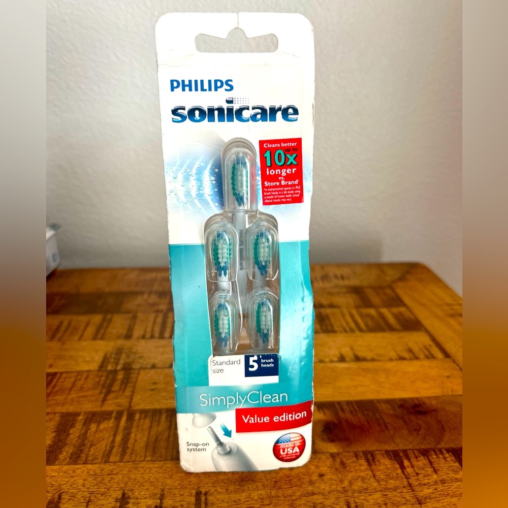 Philips Sonicare Simply Clean Toothbrush 5 BRUSH HEADS HX6015 NEW